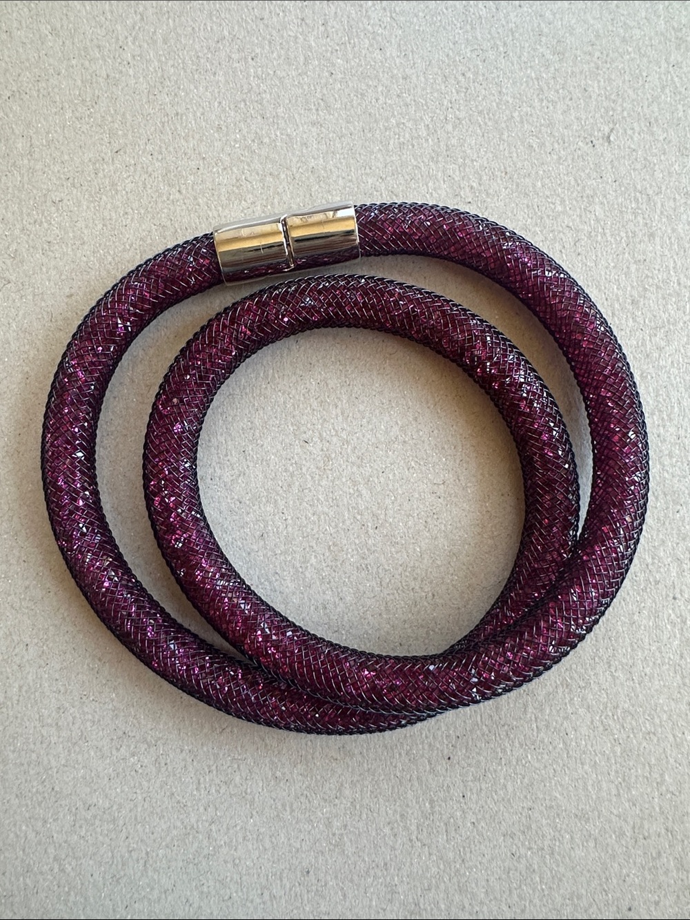Swarovski Stardust Burgundy / purple Sparkle Mesh Crystal Double Wrap Bracelet